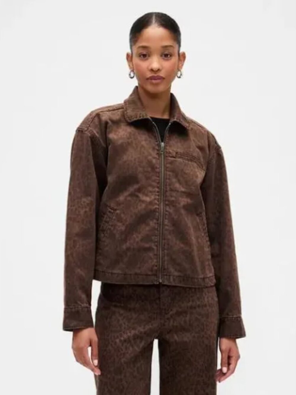 Gap | NWT Leopard Print Cropped Denim Chore Jacket | XXL